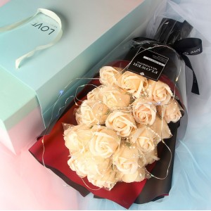 [現貨發售] Eternal Florist - 石鹼香皂永生花束21朵連禮盒 / LED Champagne